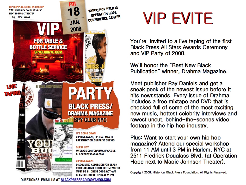 Evite: Black Press/Drahma Magazine party in NYC