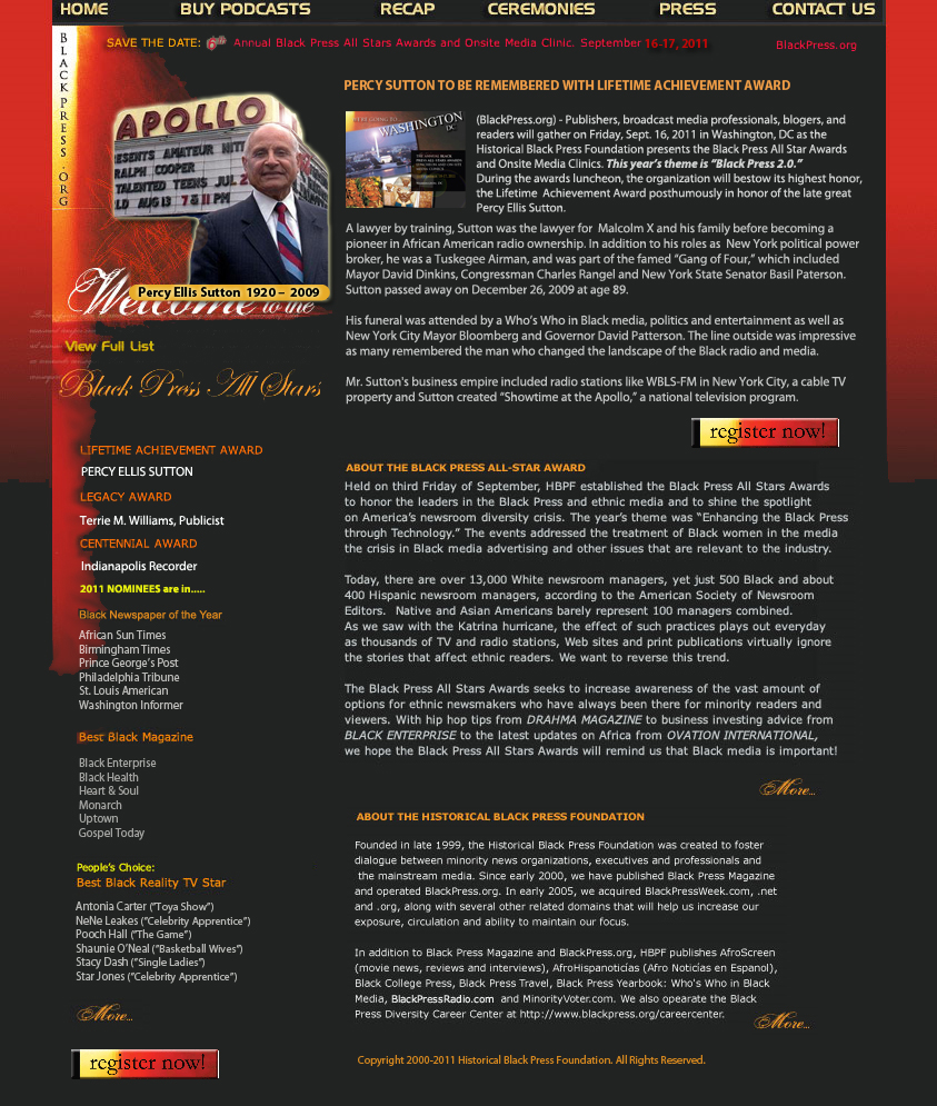 Black Press All Star Awards 2011 - Percy Sutton Lifetime Achievement